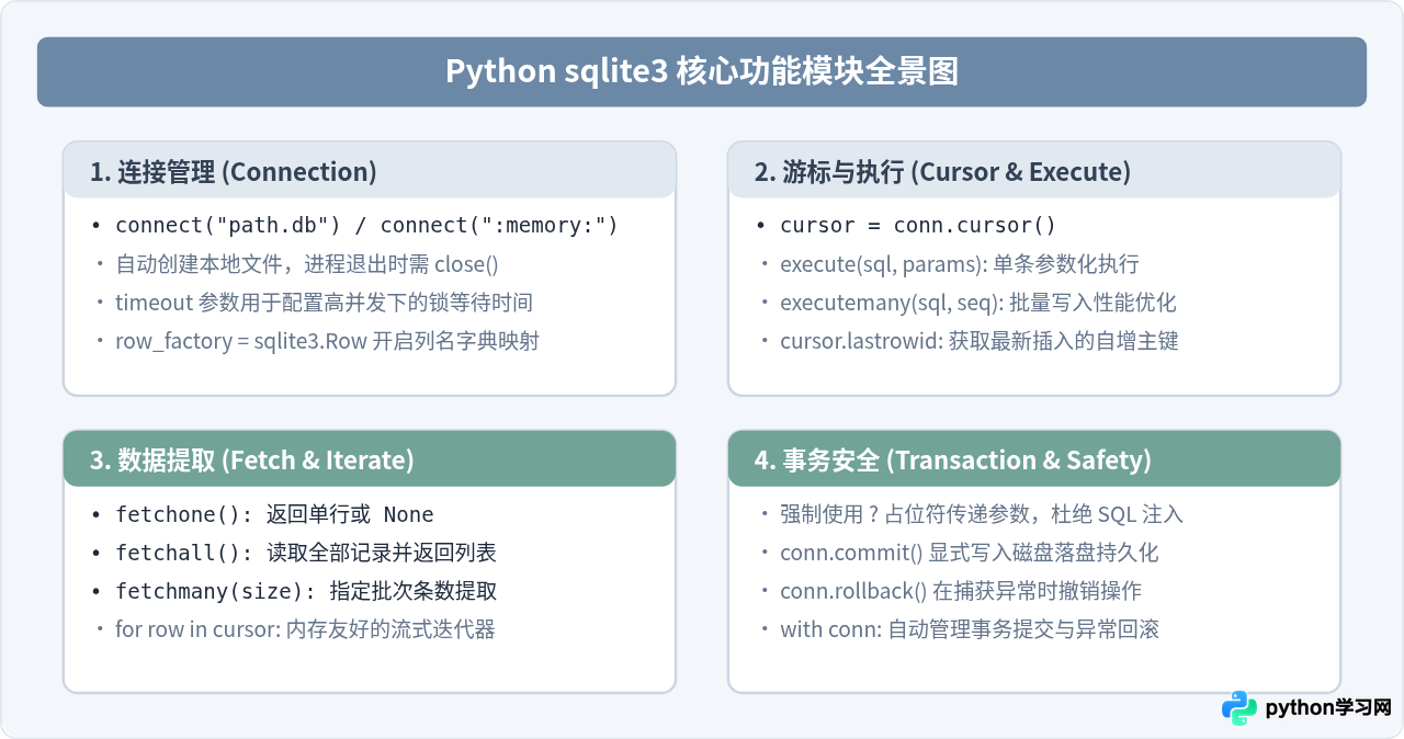 Python连接SQLite数据库：sqlite3模块基础用法