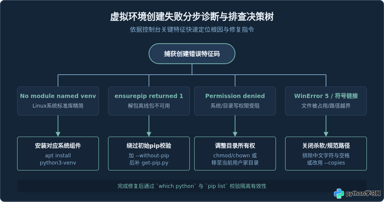 Python虚拟环境创建失败常见报错及解决方法