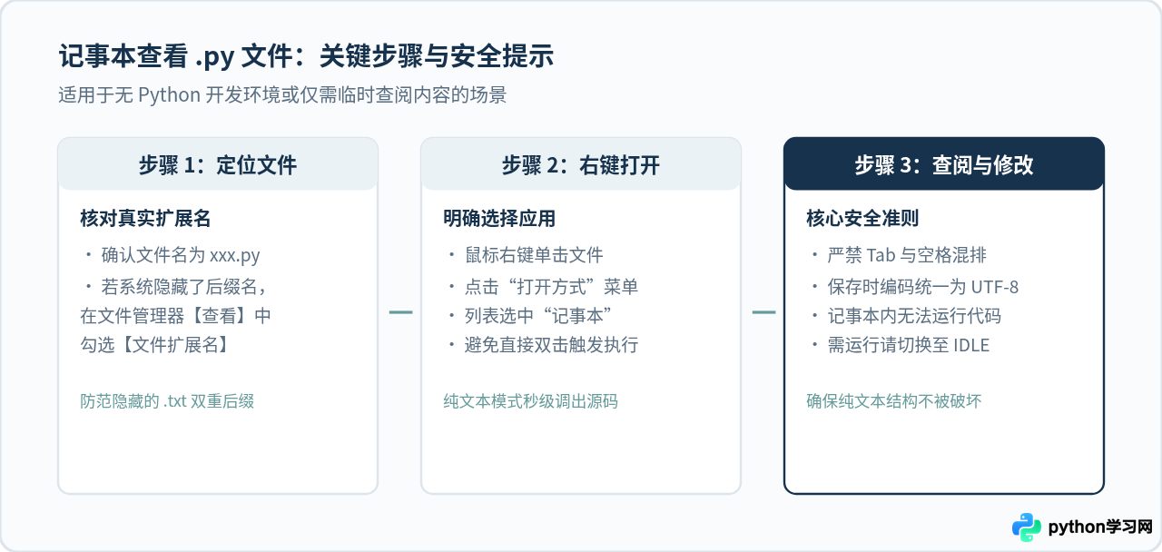 Python .py文件怎么打开：记事本查看与IDLE运行