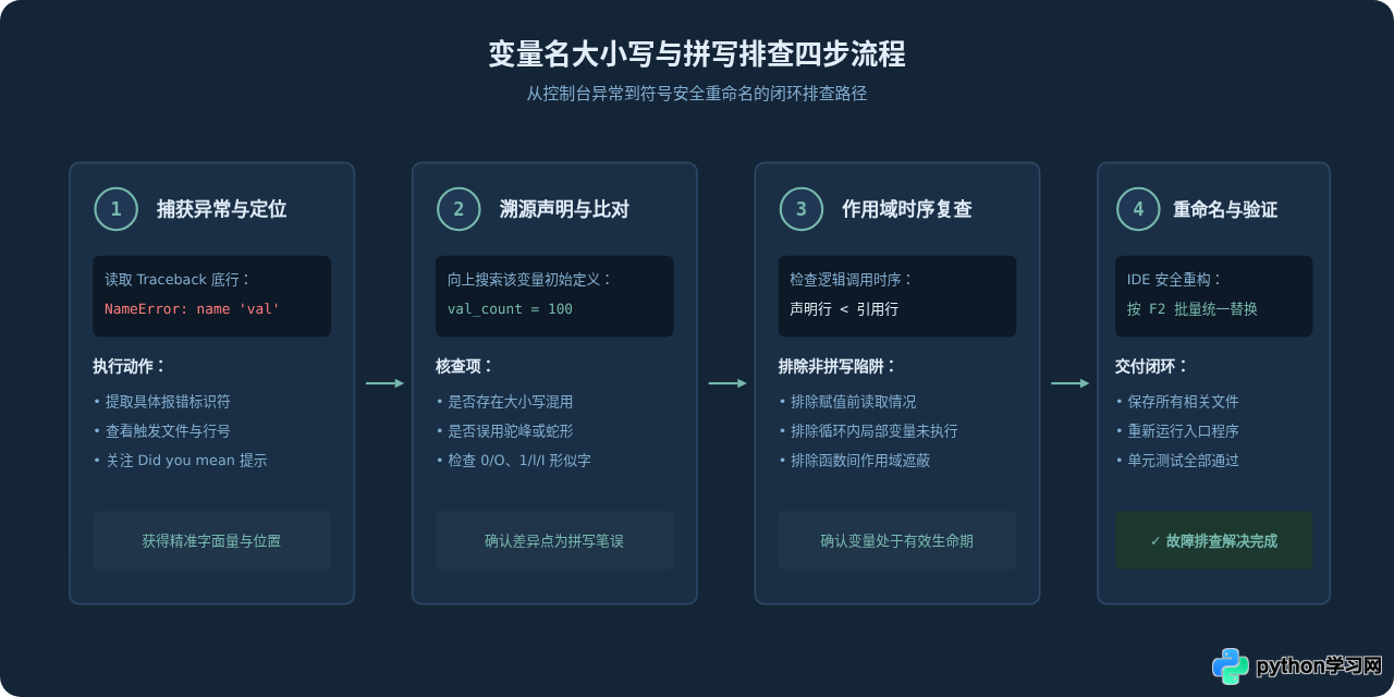 解决Python NameError：变量名大小写拼写错误排查