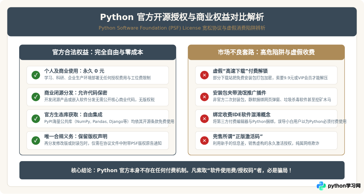 Python是免费的吗？官网下载地址与避坑指南