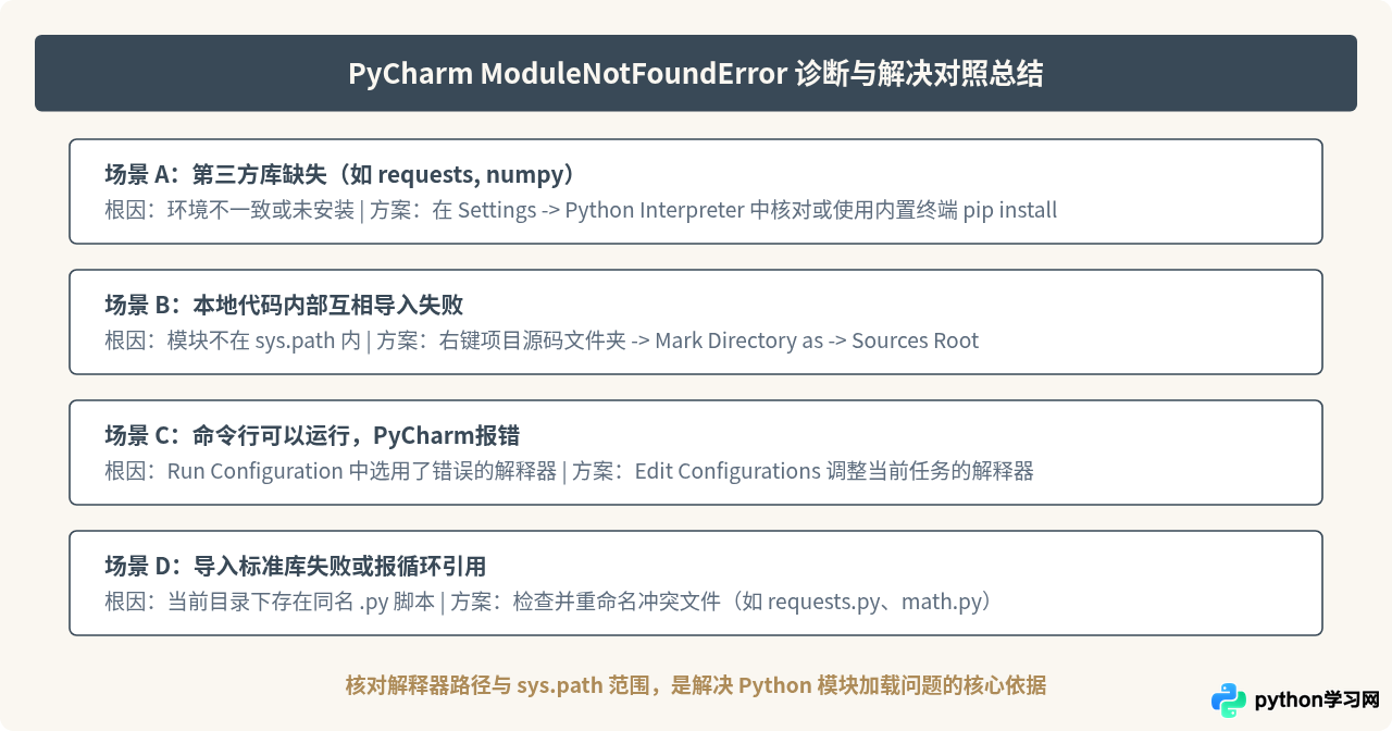 PyCharm运行Python项目时出现ModuleNotFoundError怎么办