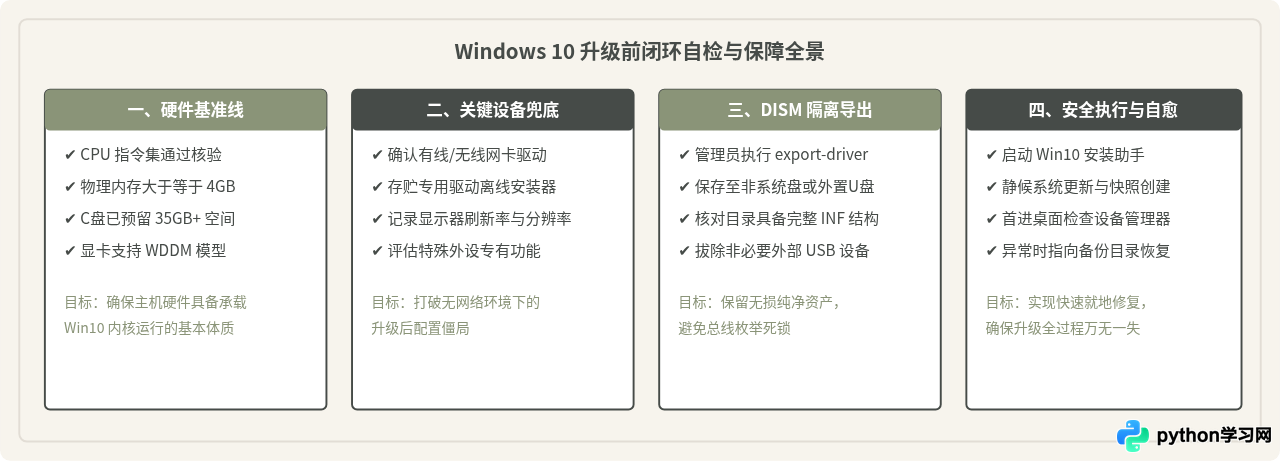 运行Win10安装助手前的硬件兼容性检查与驱动备份
