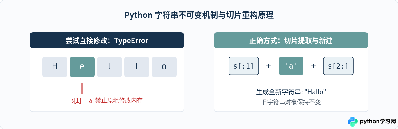 Python使用切片拼接替换字符串单个字符
