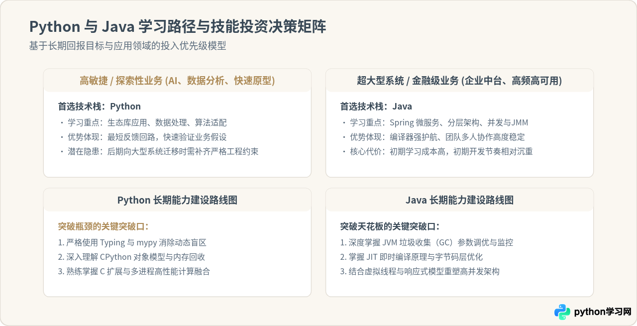 Python和Java的长期学习曲线有什么不同？