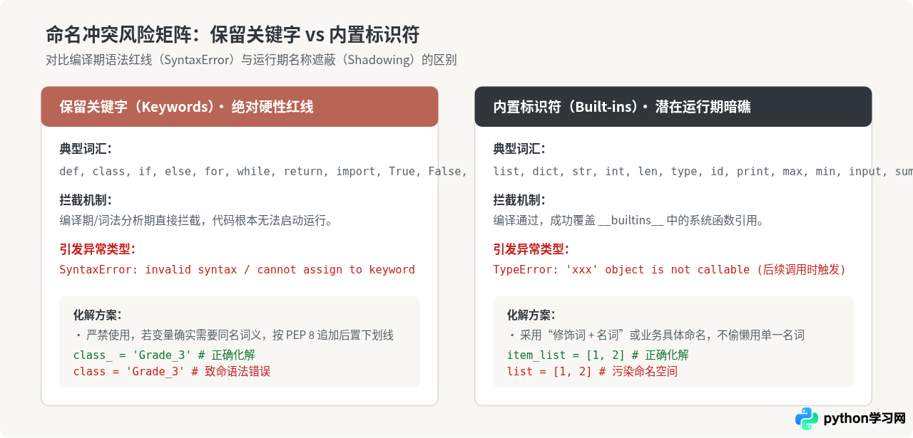 Python变量命名规则：合法字符、首字符限制与关键字避让