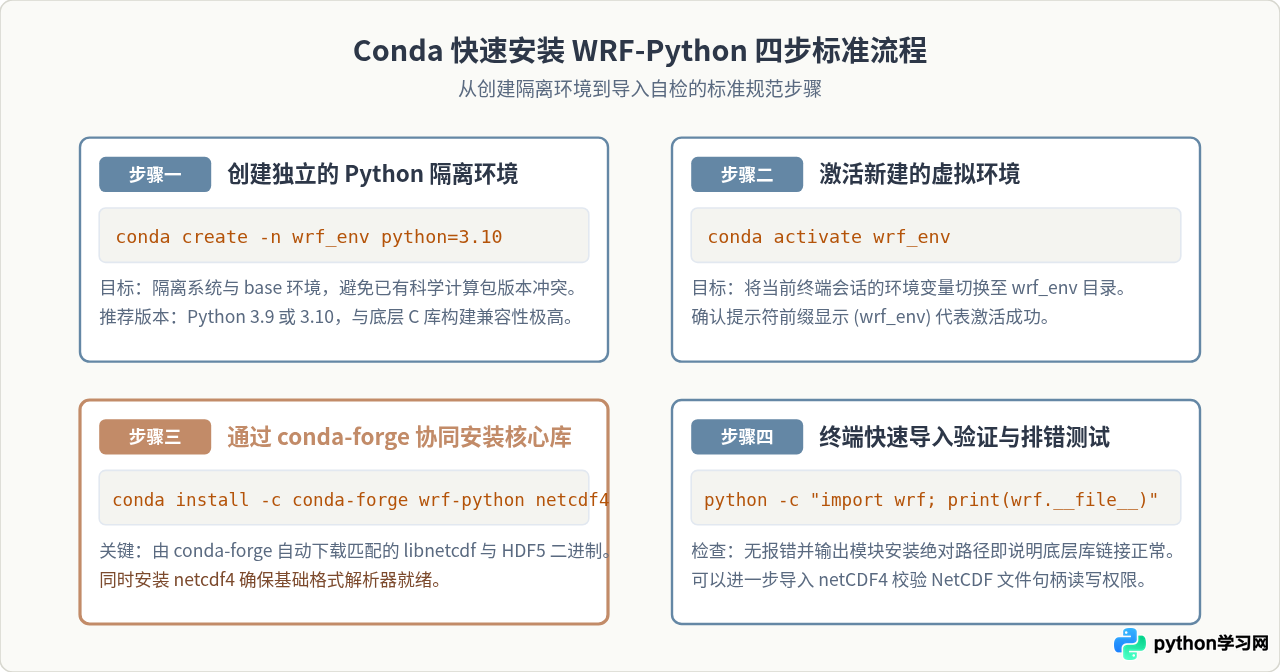 怎么用Conda快速安装WRF-Python并解决NetCDF依赖