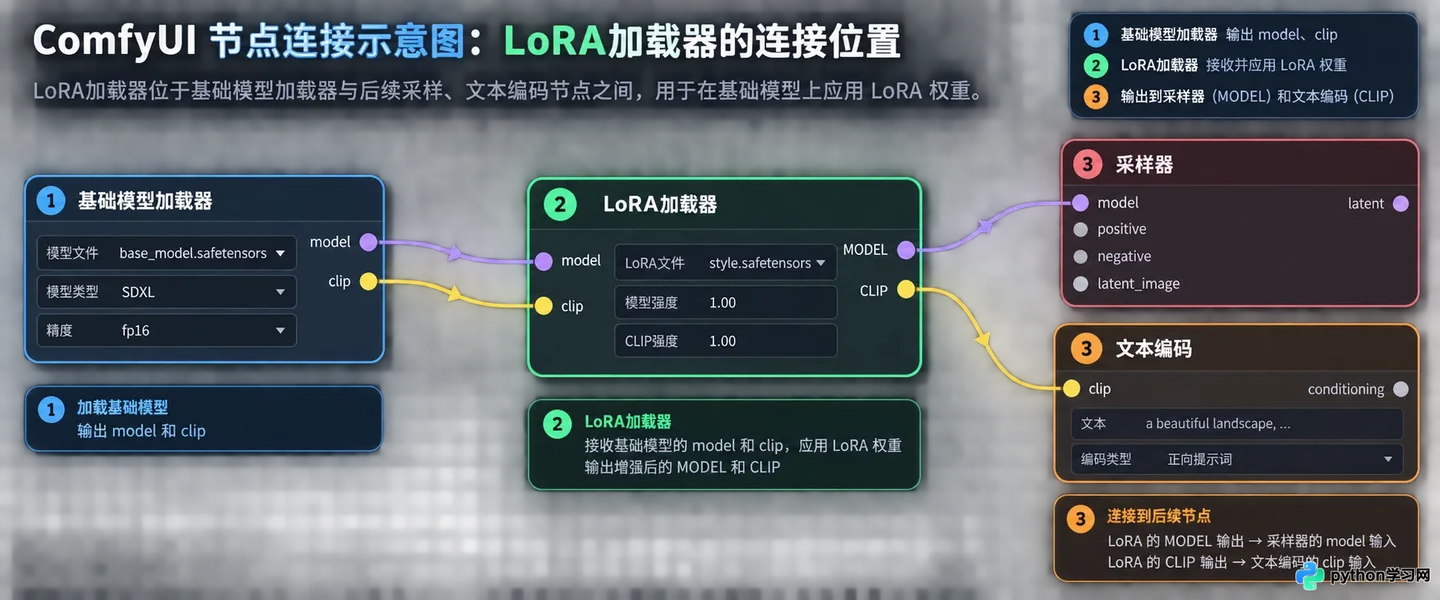 ComfyUI工作流中LoRA怎么加载:LoraLoader节点权重与触发词设置
