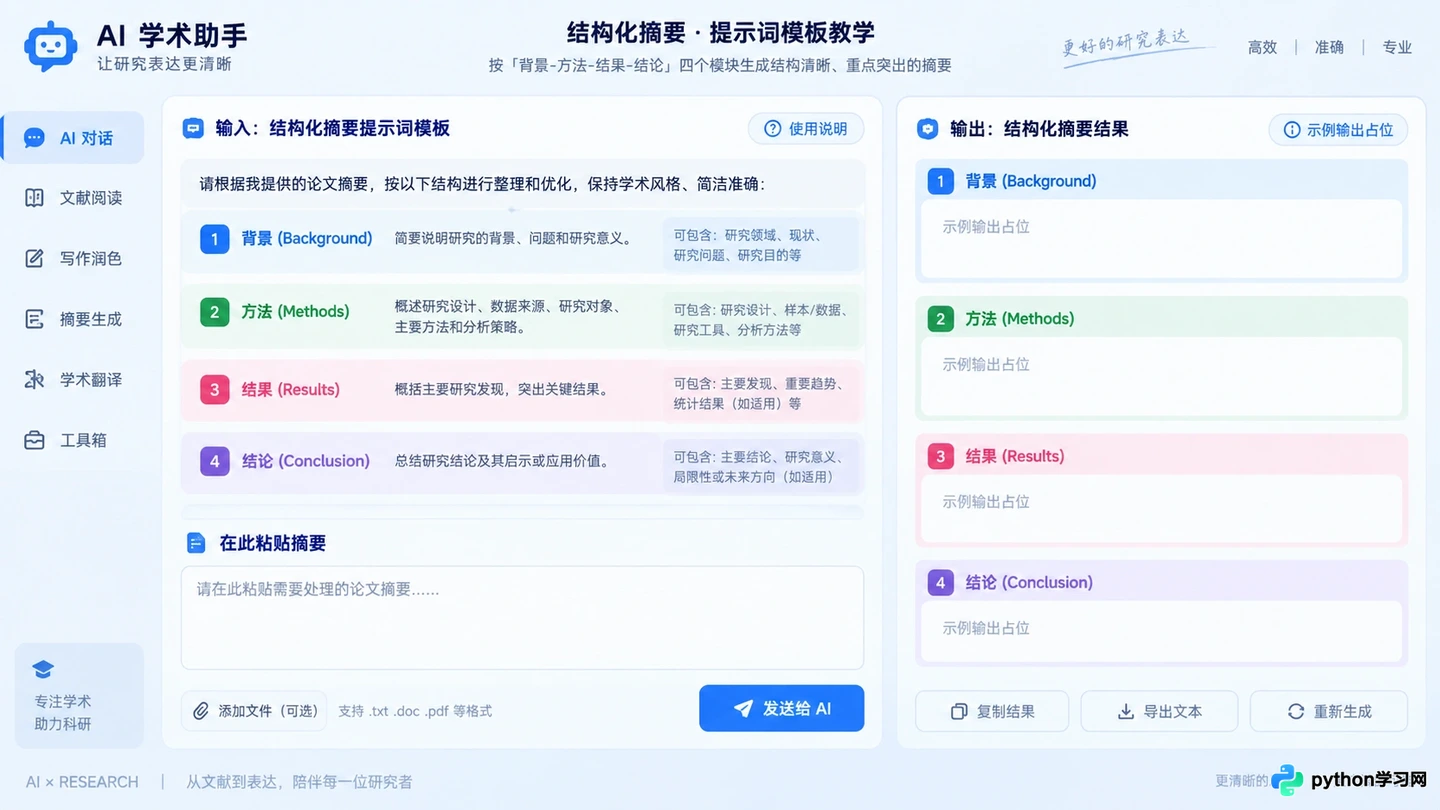 学术摘要与论文润色AI提示词框架，提升逻辑严谨性