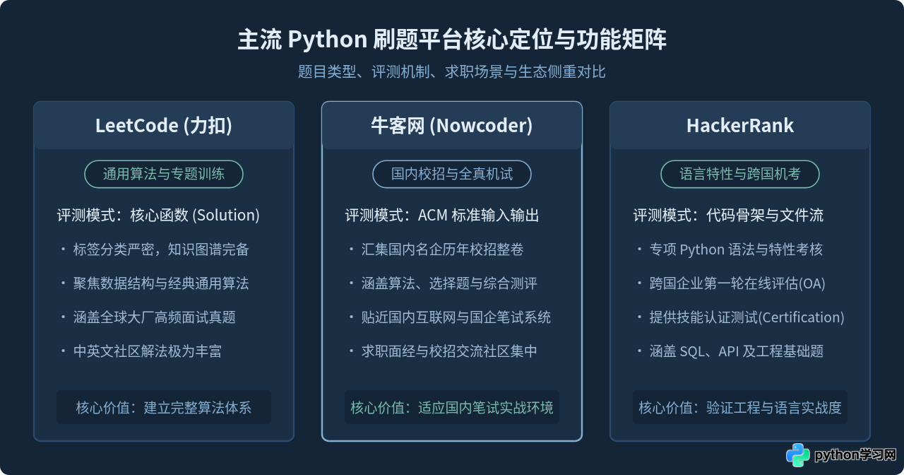LeetCode、牛客网还是HackerRank？主流Python刷题平台对比