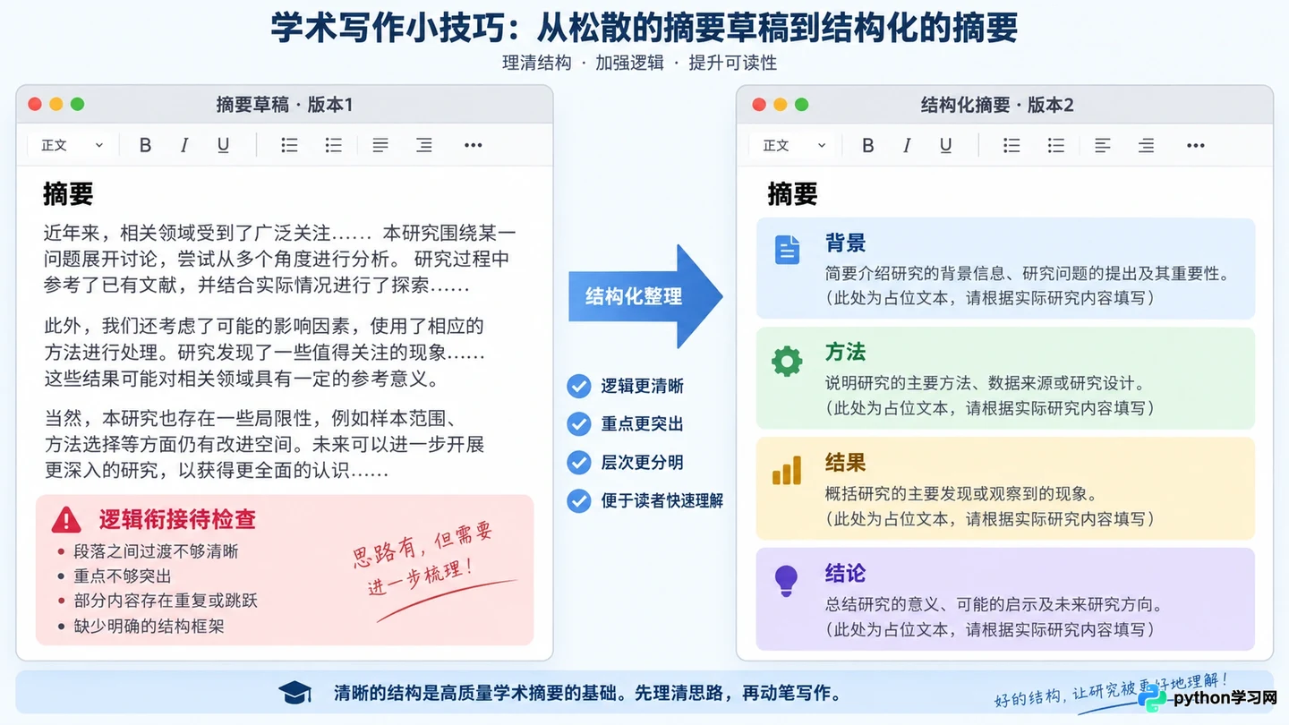 学术摘要与论文润色AI提示词框架，提升逻辑严谨性