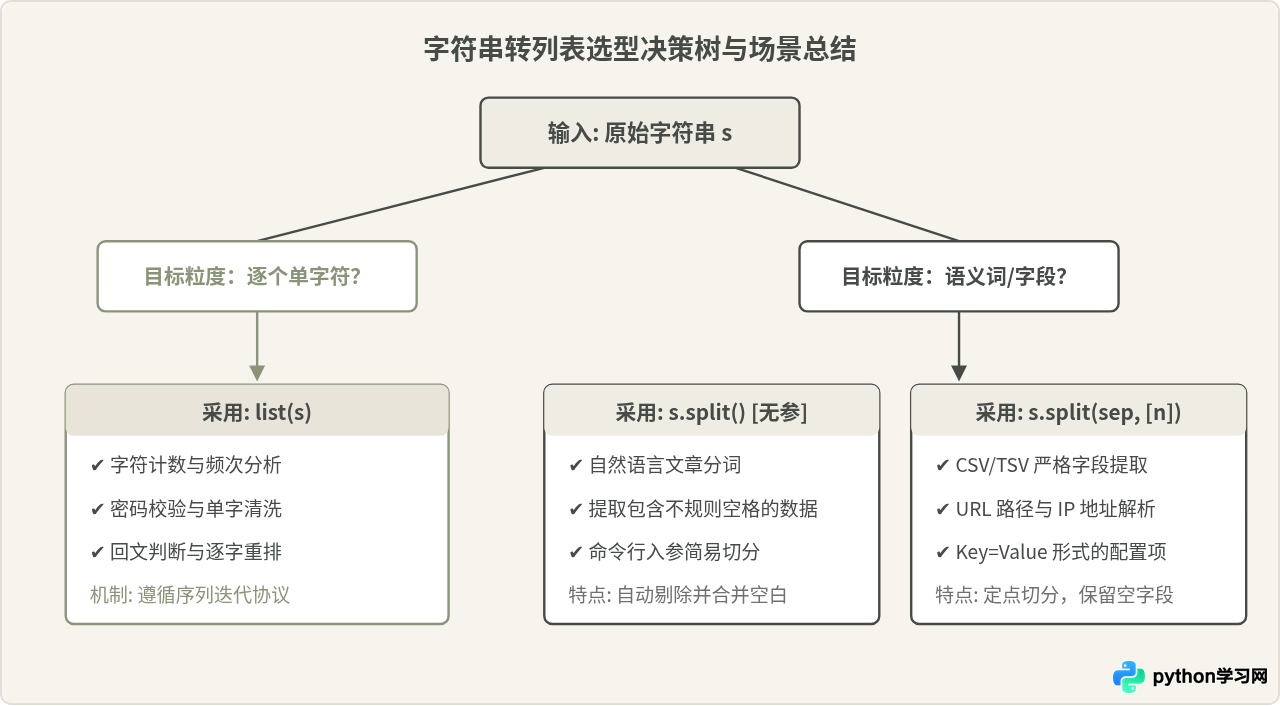 Python list()与split()转换字符串的区别及适用场景