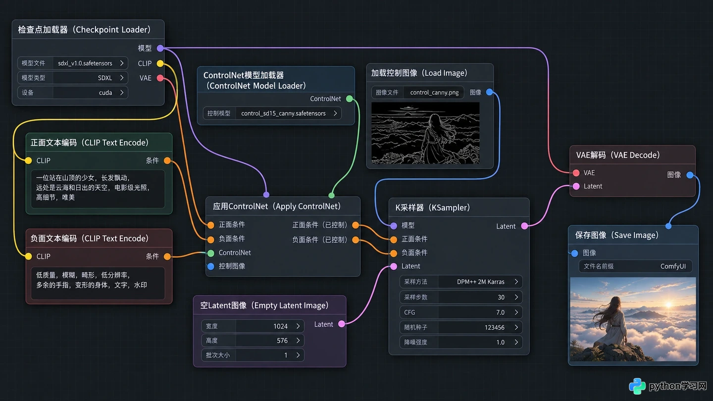 ComfyUI集成ControlNet工作流配置：姿态控制与边缘检测节点用法