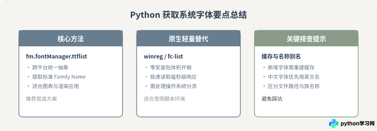 Python怎么获取系统已安装的所有字体名称