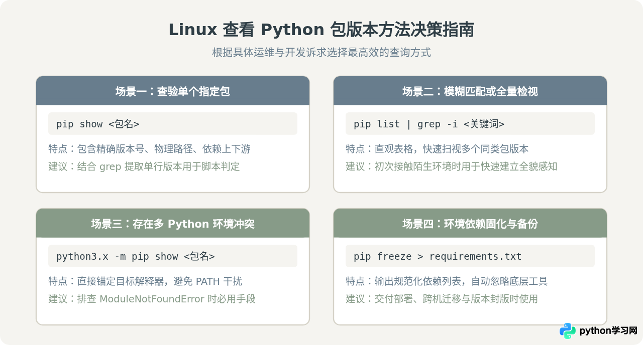 Linux下用pip查看已安装Python包的版本