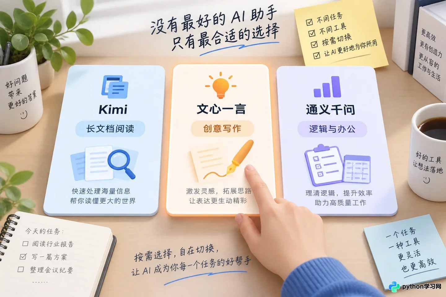 Kimi vs 文心一言 vs 通义千问：国内主流AI助手怎么选