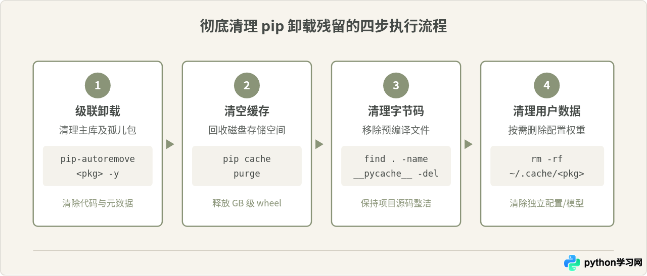 pip卸载Python库后怎么清理缓存和残留文件