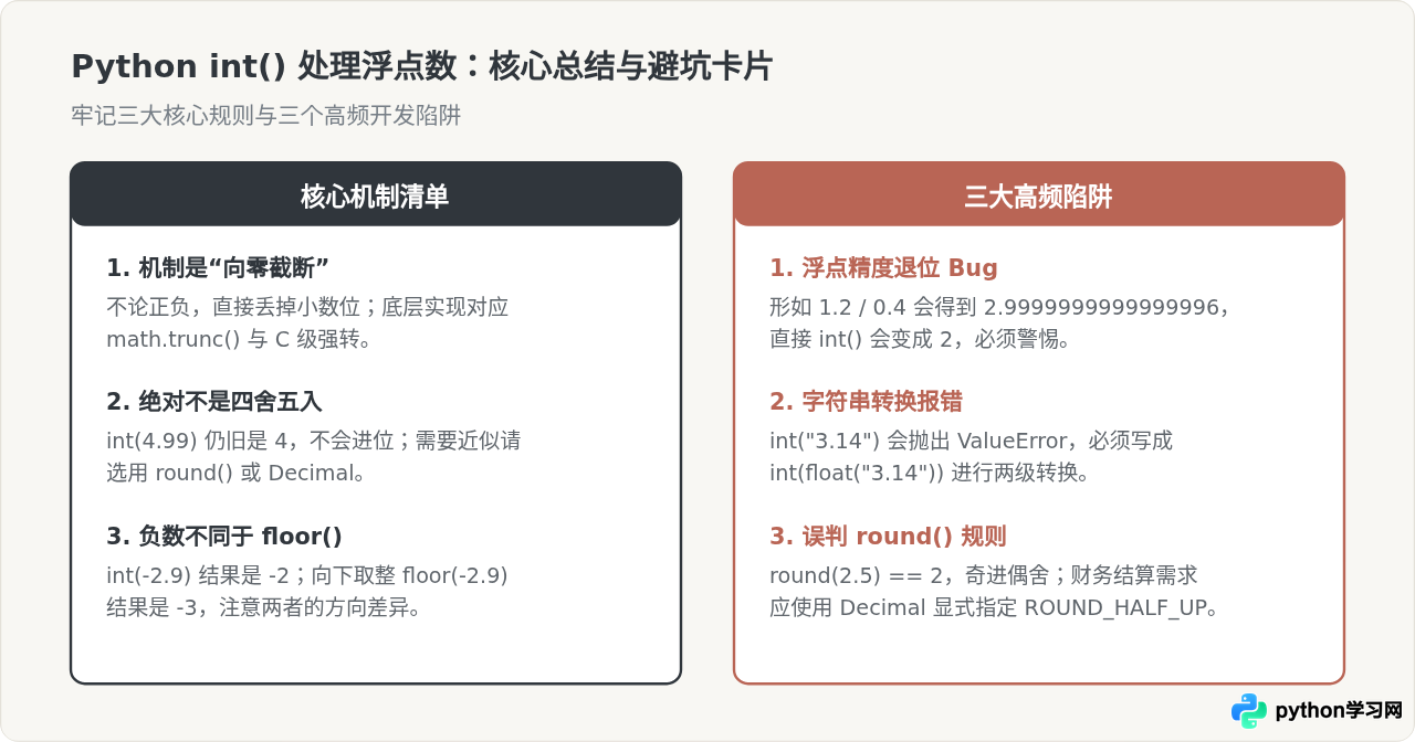 Python int()处理浮点数是截断还是四舍五入？