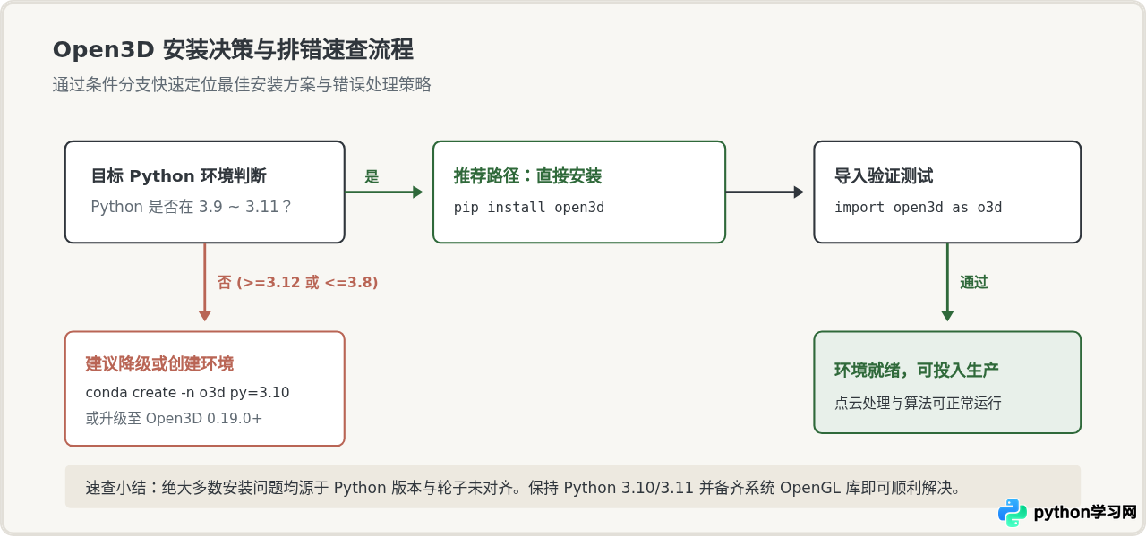 Python版本与Open3D兼容性对照及安装注意事项