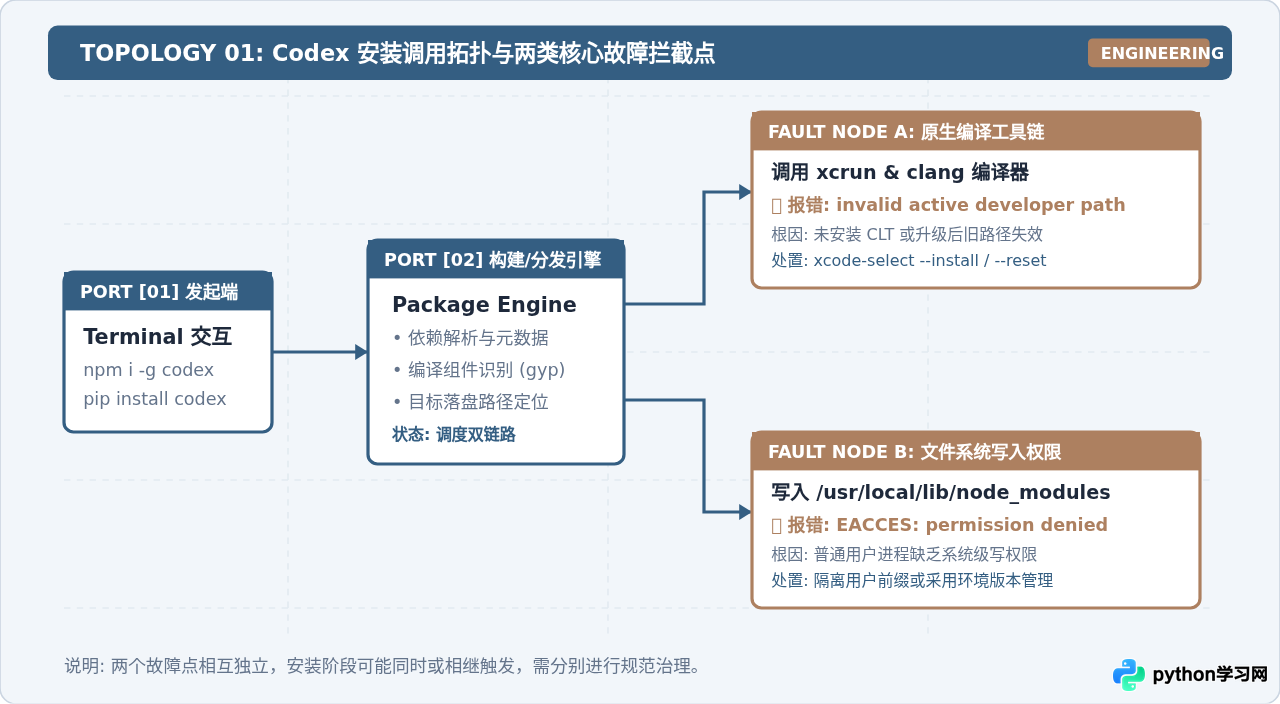 Mac安装codex提示权限不足或xcode-select缺失的处理方法