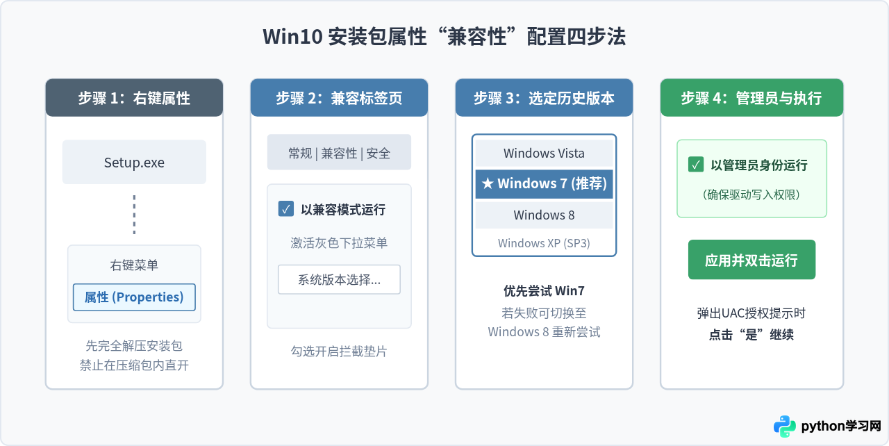 怎么在Win10中通过兼容模式解决“无法在硬件上安装”错误