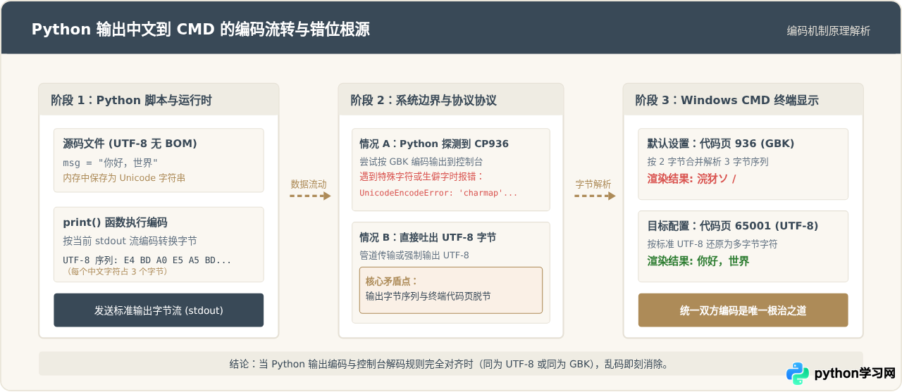 Windows CMD运行Python脚本输出中文乱码怎么办