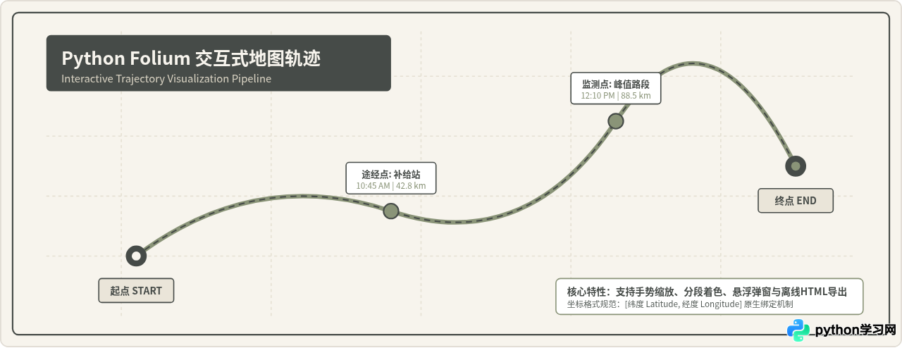 Python用Folium绘制交互式地图轨迹图教程