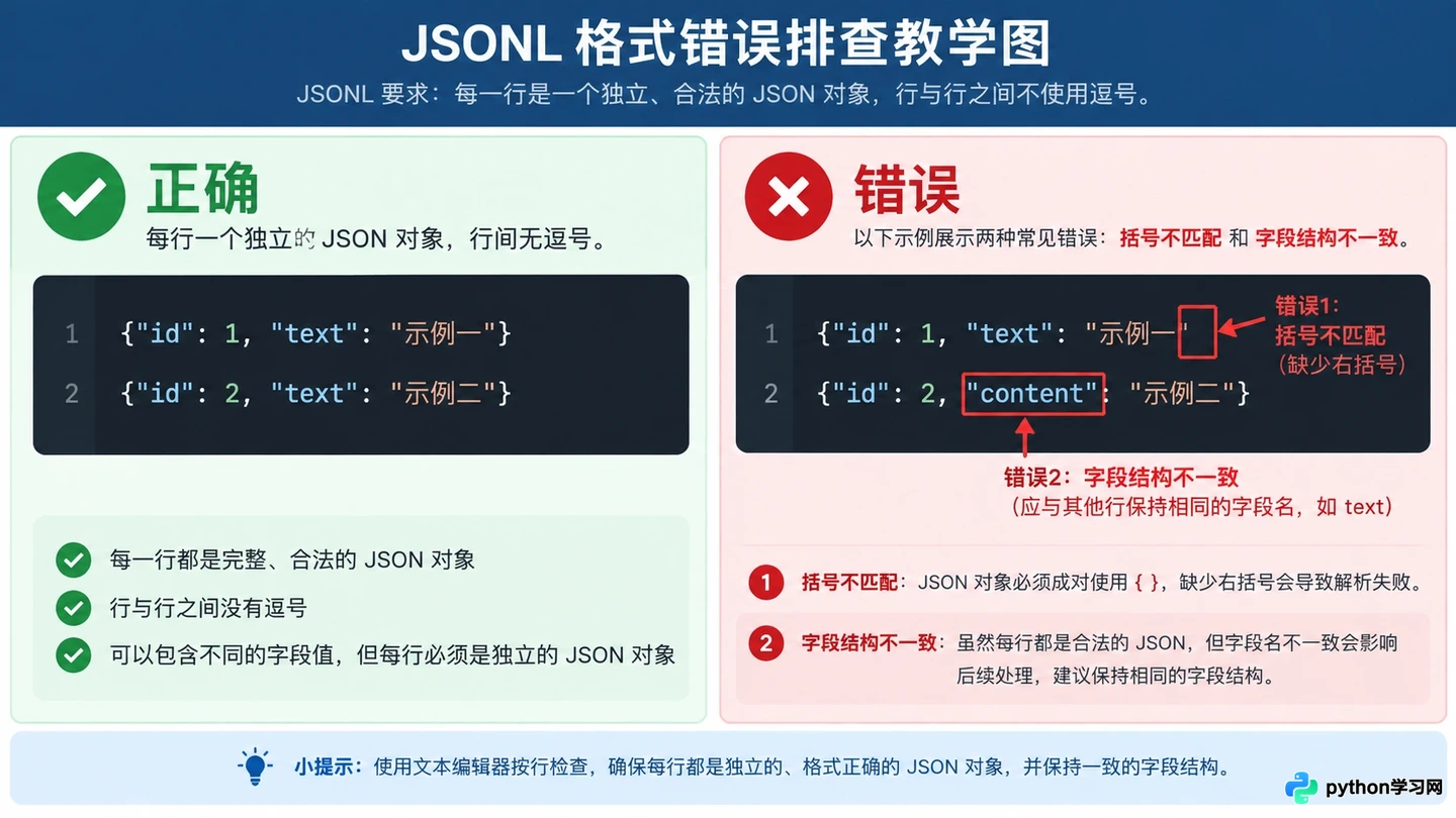 大模型指令微调数据怎么准备?JSONL格式规范与清洗技巧