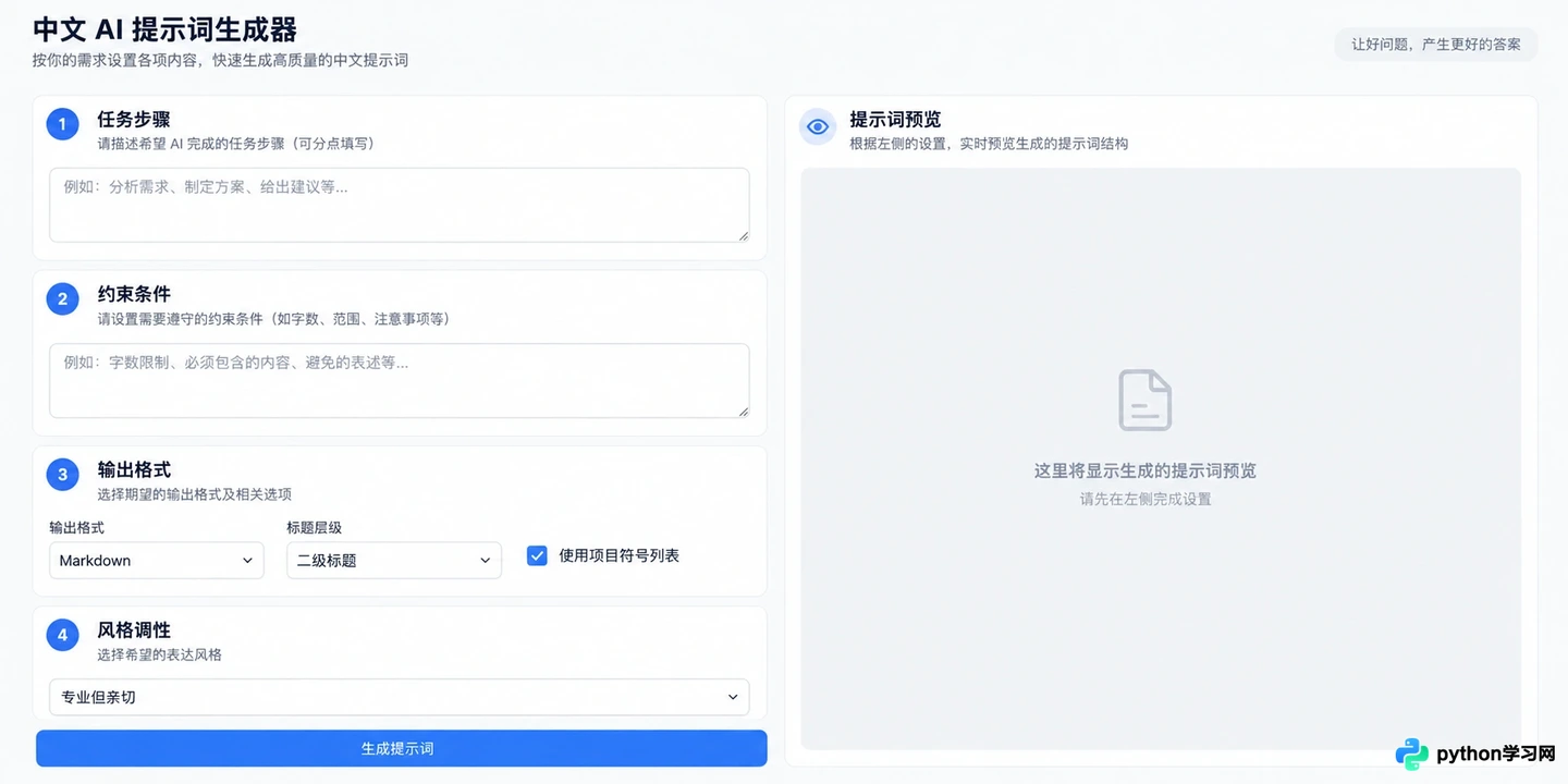 怎么利用AI提示词生成器快速构建高质量Prompt？