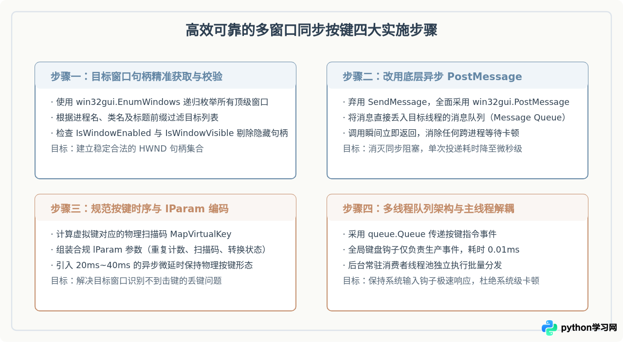 解决Python多窗口同步按键失效或卡顿的问题