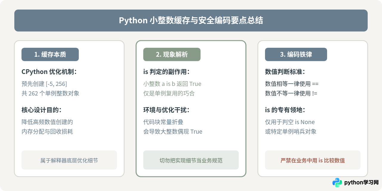 Python中小整数缓存对is运算结果的影响