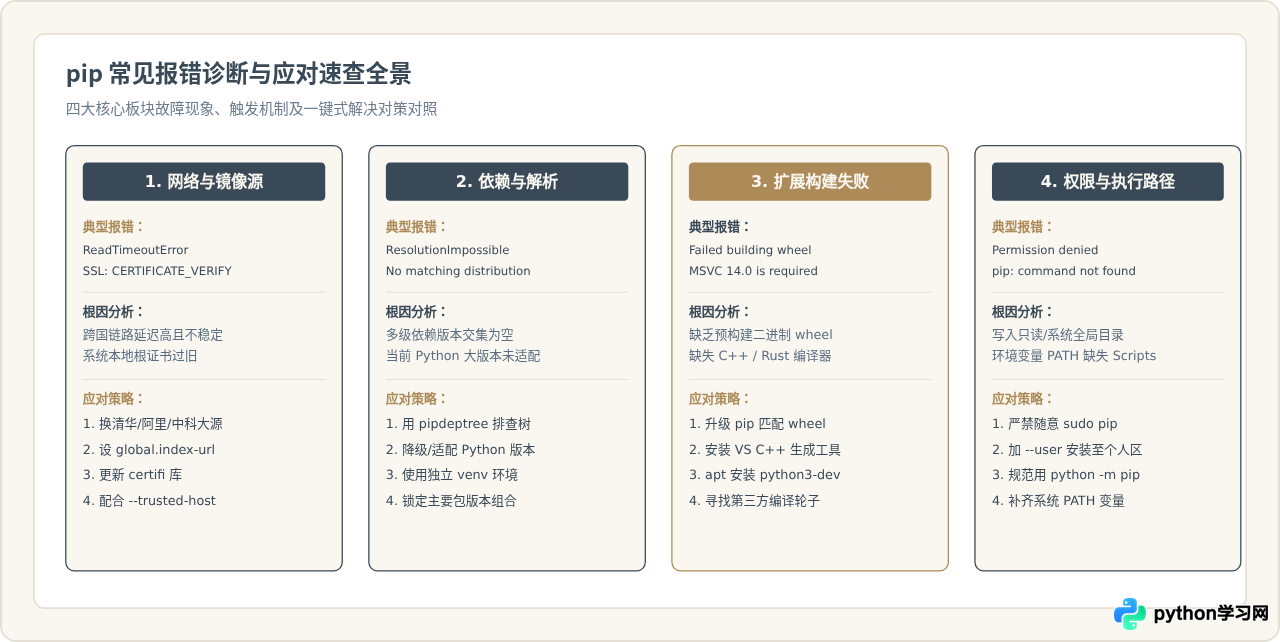 Python pip安装包报错的常见原因与解决