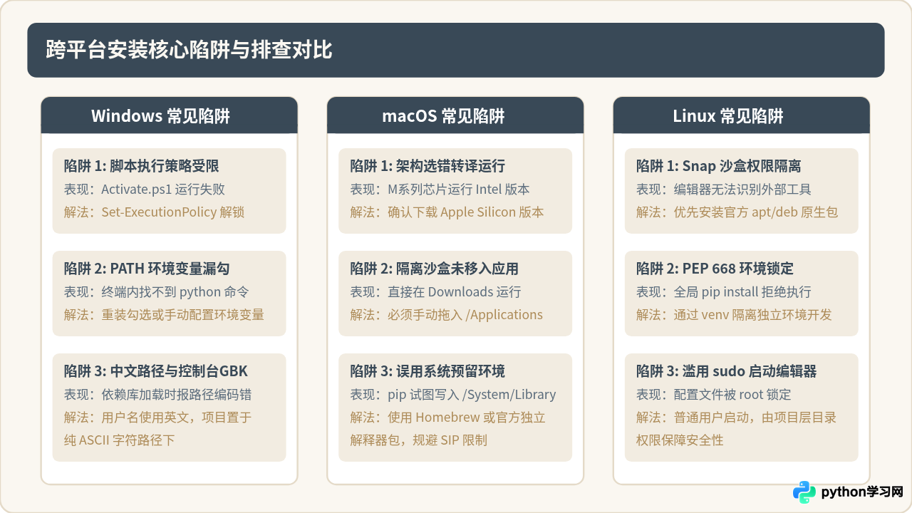 Windows/macOS/Linux下Python编辑器安装步骤与注意事项