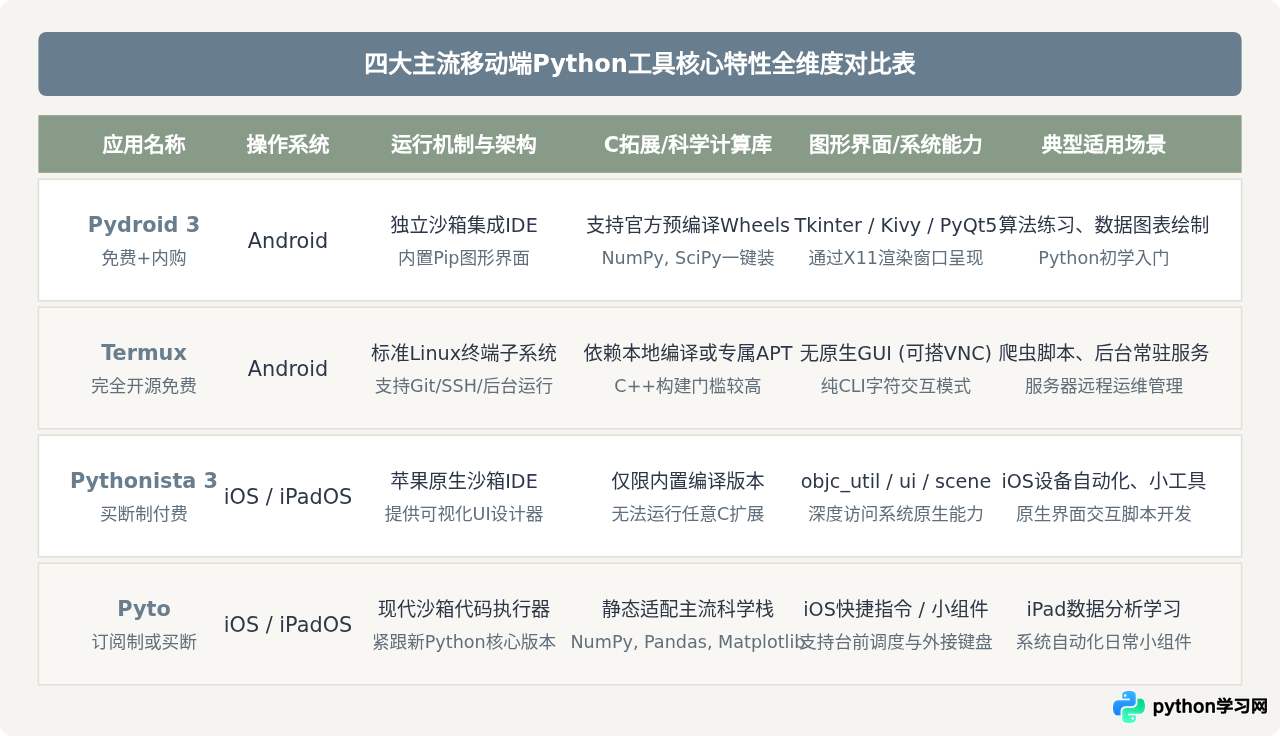 Android和iOS主流Python编辑器App推荐与对比
