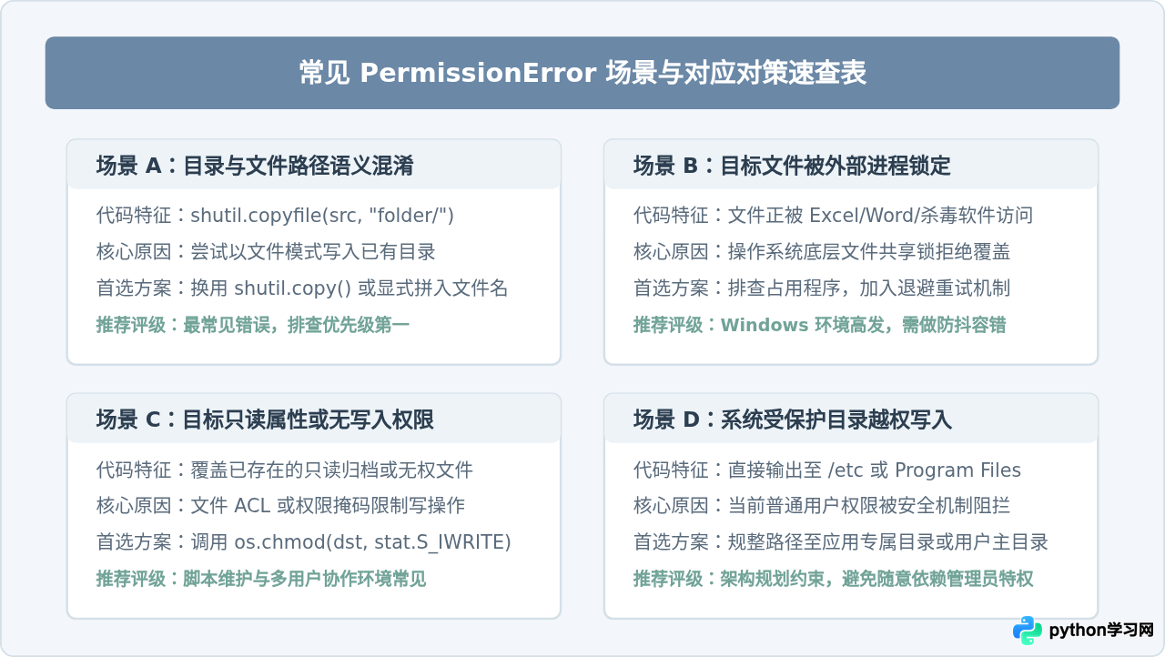 Python文件复制报错PermissionError怎么处理