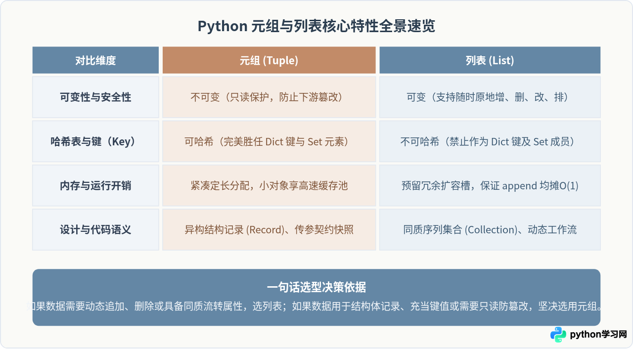 Python中什么时候用元组而不是列表？