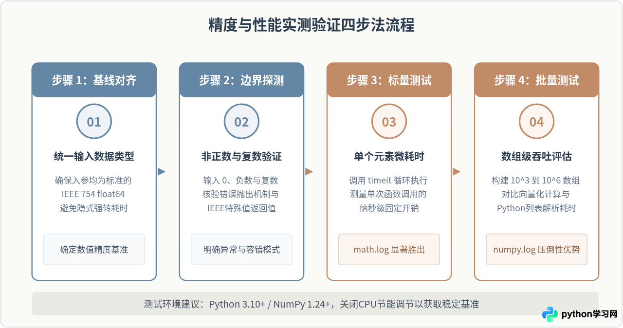 Python中math.log与numpy.log在精度和性能上有什么区别？