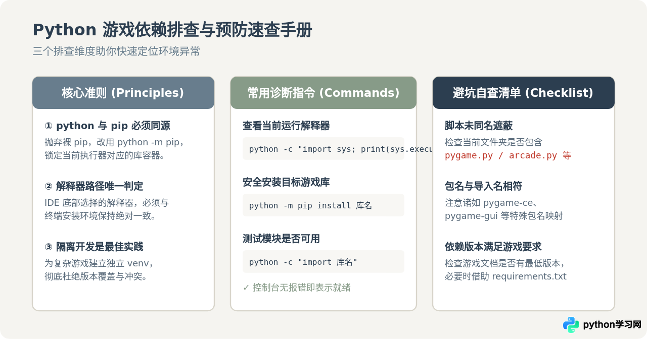 运行Python游戏报错ModuleNotFoundError怎么办