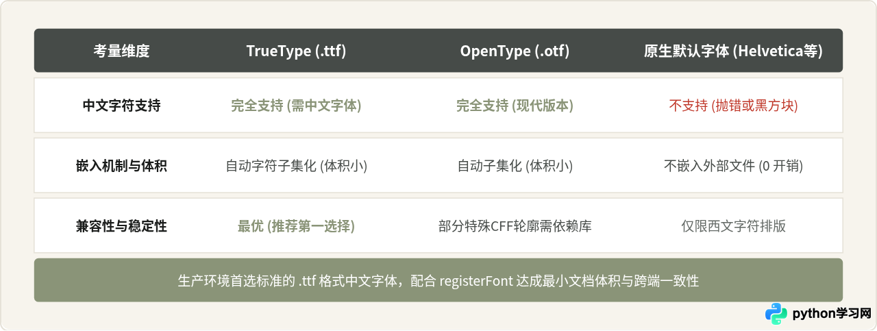 Python ReportLab生成PDF时怎么嵌入自定义字体
