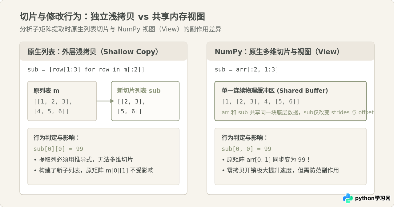 Python原生列表与NumPy数组输入矩阵的区别