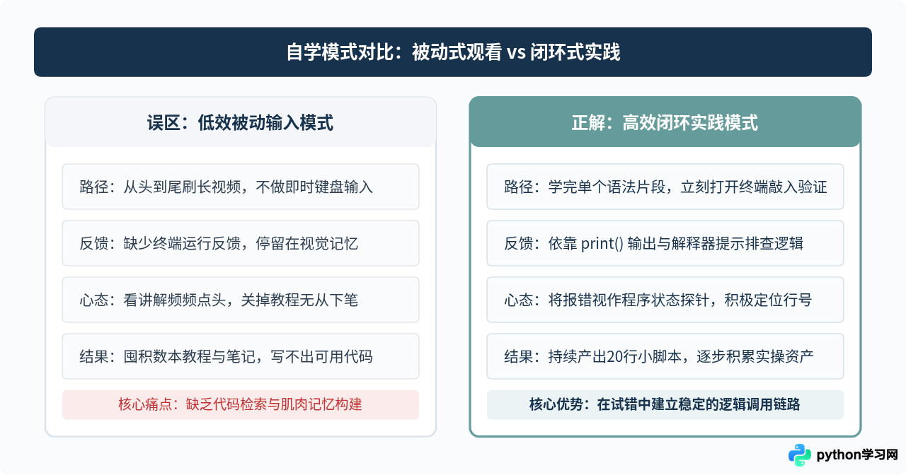 怎么高效自学Python？避开只看不练的常见误区