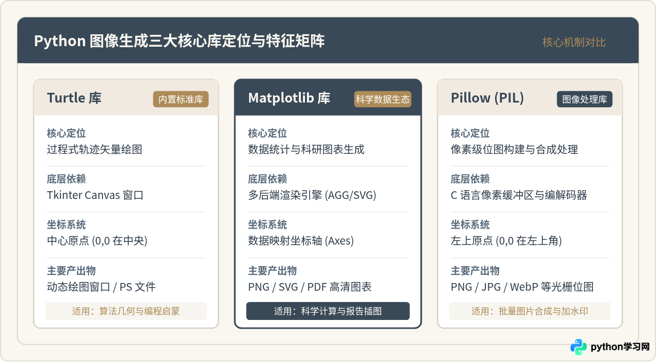 Python代码怎么生成图像：Turtle、Matplotlib与Pillow库入门