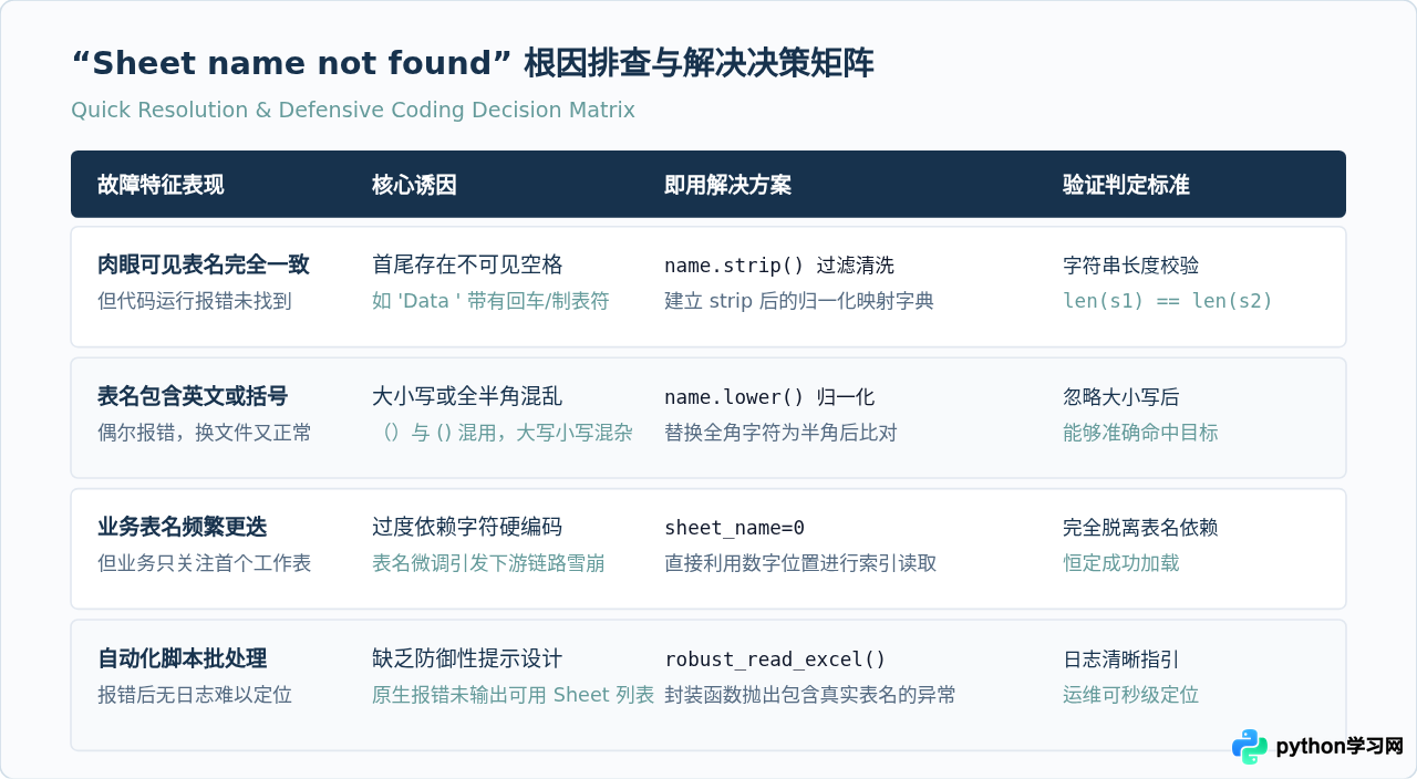 Python读取Excel指定Sheet报错Sheet name not found怎么办