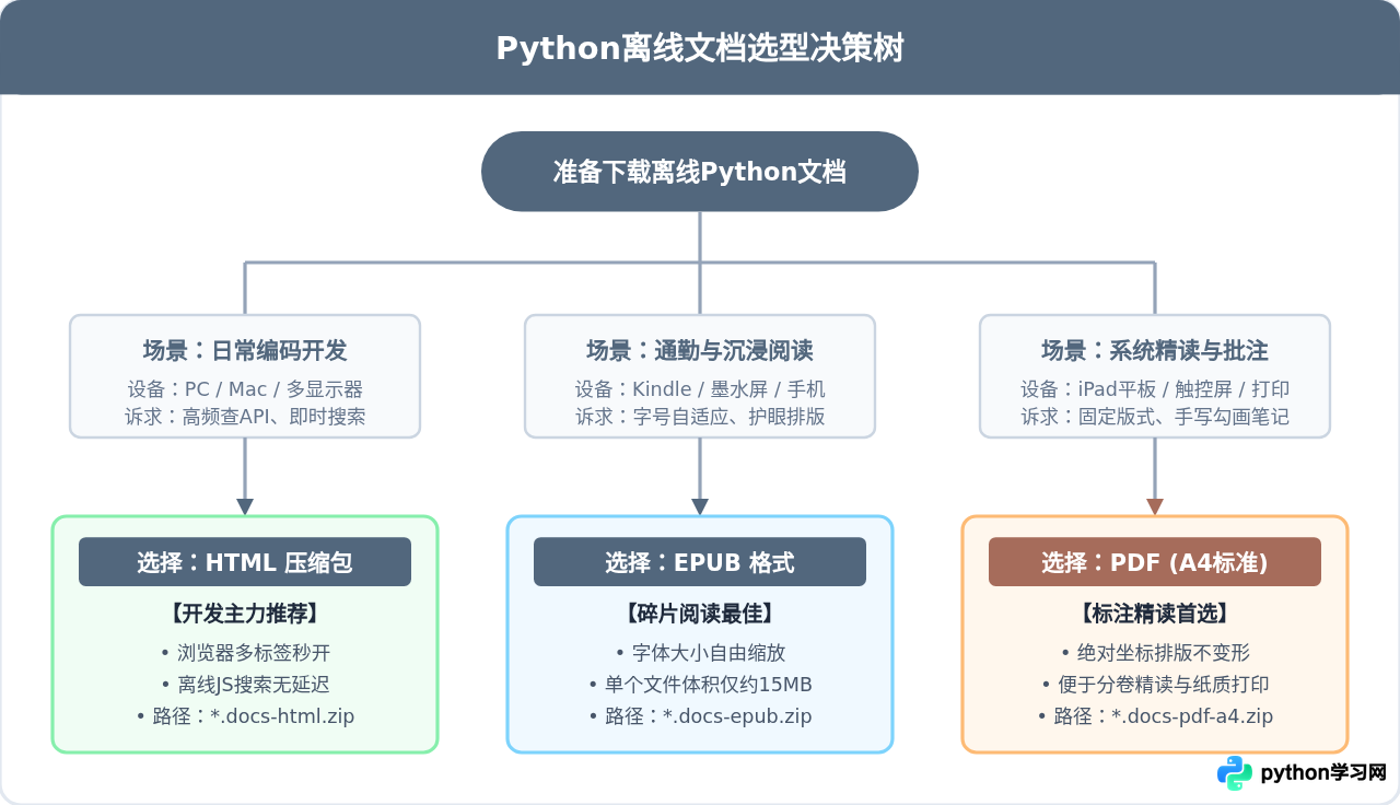 Python官方文档下载：PDF、HTML与EPUB格式怎么选