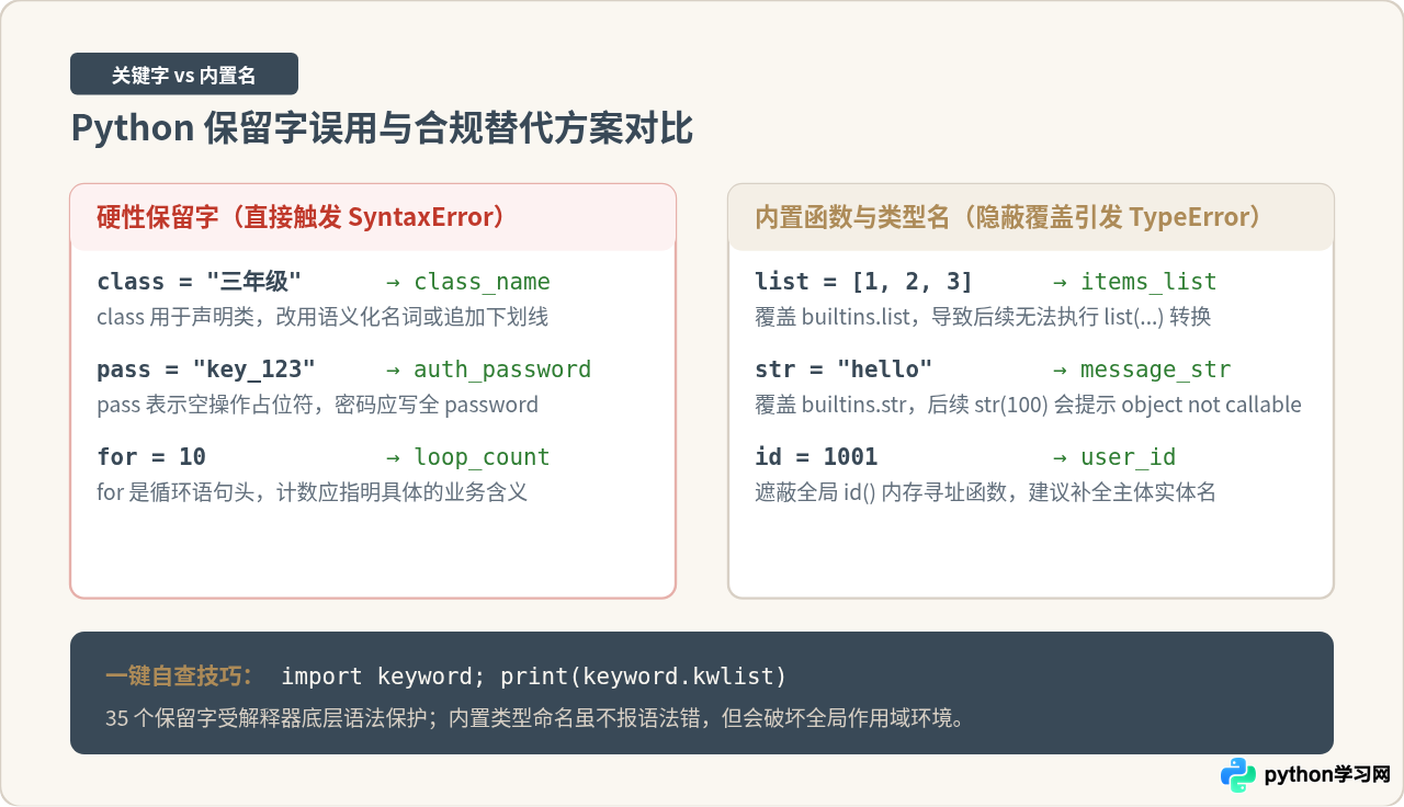Python变量命名报错怎么办：避开保留字与非法字符