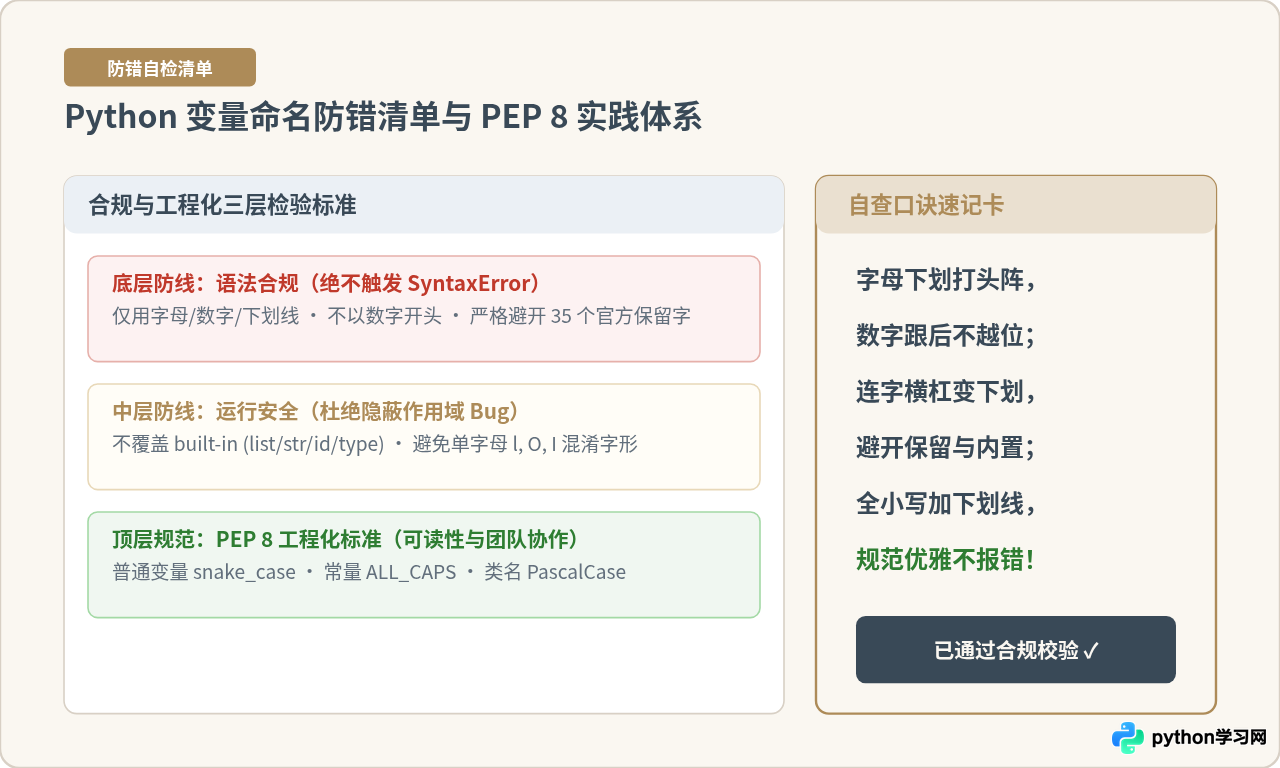 Python变量命名报错怎么办：避开保留字与非法字符
