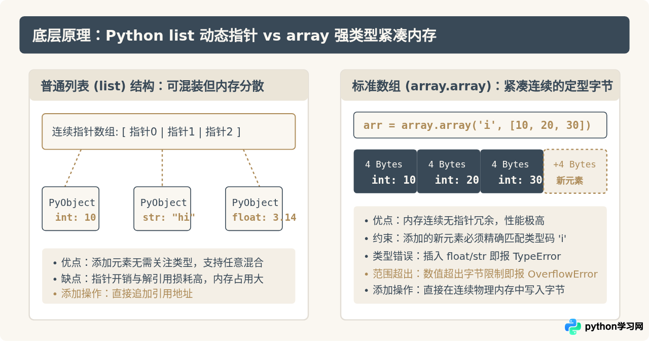 Python array模块数组怎么添加元素？
