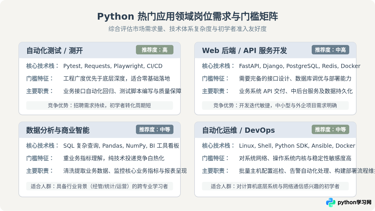 Python适合初学者就业吗？热门应用领域岗位需求与技能要求