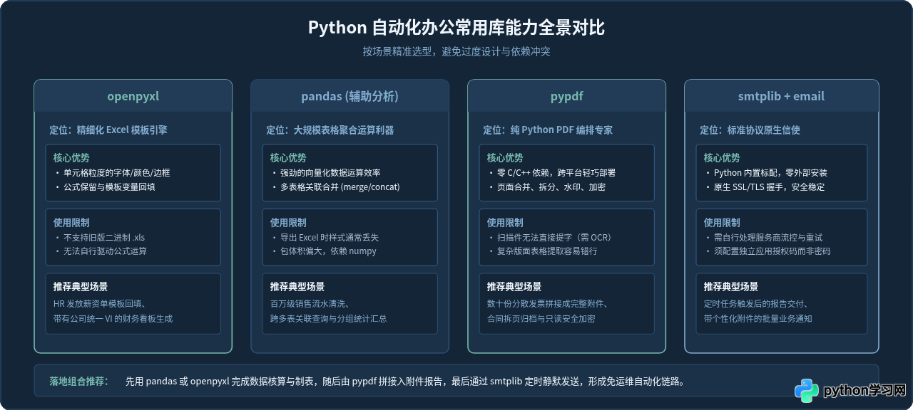 Python自动化办公常用库：怎么操作Excel、PDF与发送邮件