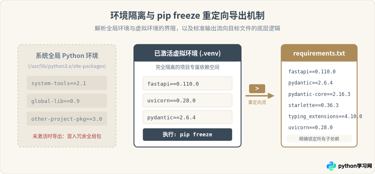 怎么用pip freeze导出Python虚拟环境依赖包